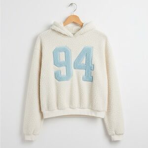 Cozy Cream Hoodie with Blue 94